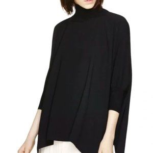 Aritzia Babaton Hamish Turtleneck Flowy Poncho Tunic Top | Black | XXS